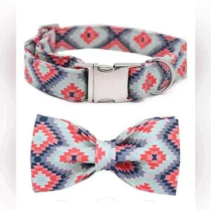 Dog Collar W/Bow Tie THE SEDONA Pattern Cute Soft Durable Adjustable NWT